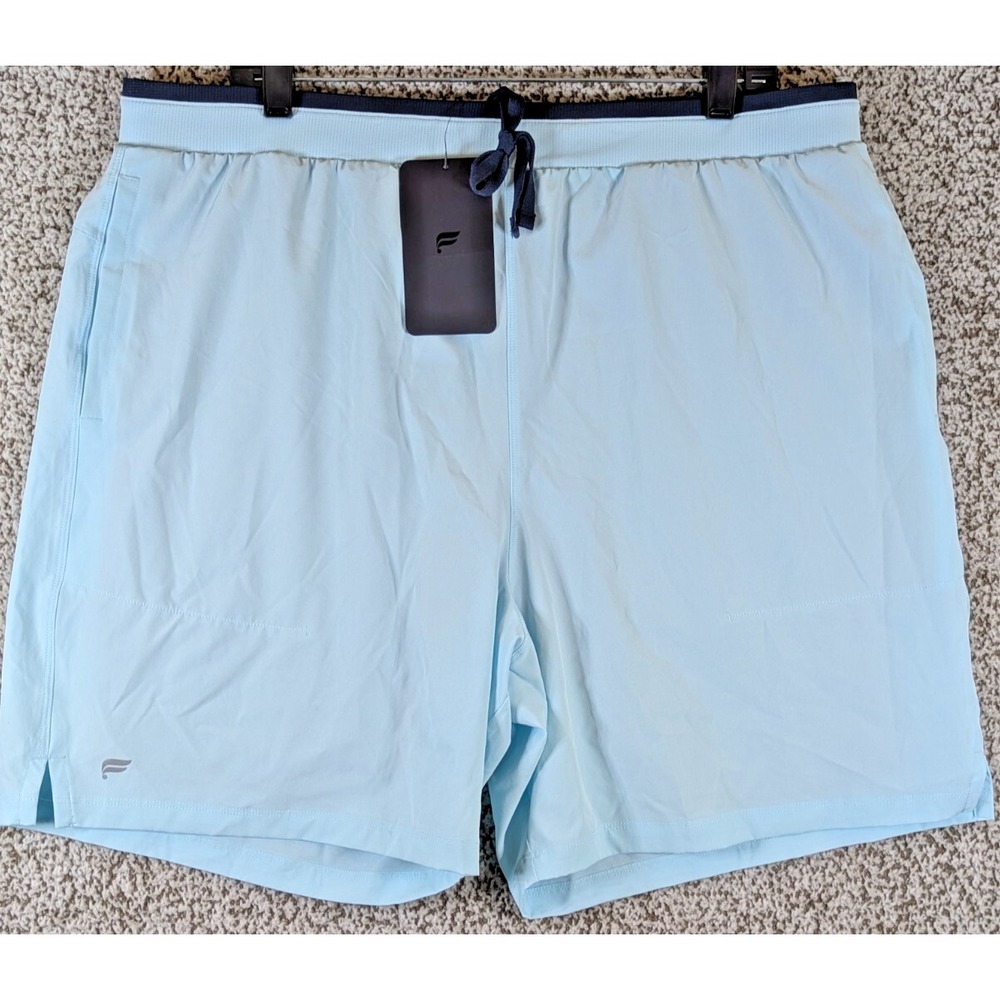 Fabletics Men's The 7" Fundamental Short II (Lined),‎ Light Blue, size XXL